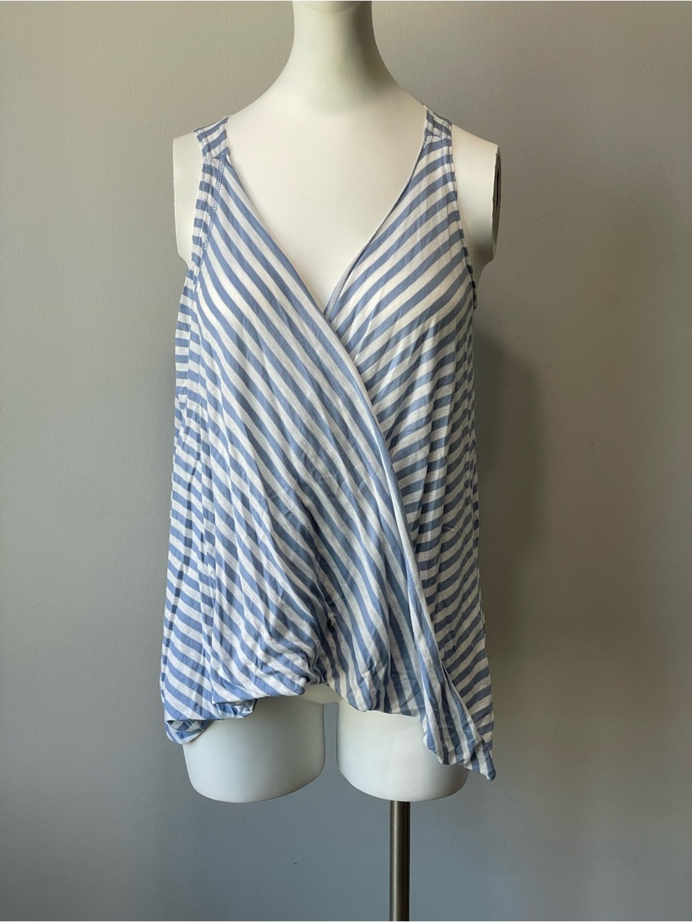 Hard Tail Blue and White Striped Wrap-Front Camisole